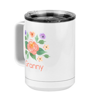Thumbnail for Personalized Flowers Coffee Mug Tumbler with Handle (15 oz) - Granny - Front Left View