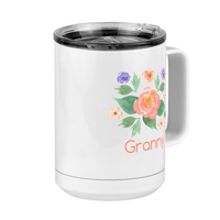 Thumbnail for Personalized Flowers Coffee Mug Tumbler with Handle (15 oz) - Granny - Front Right View