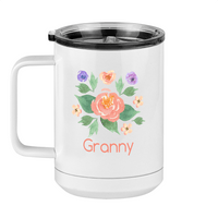 Thumbnail for Personalized Flowers Coffee Mug Tumbler with Handle (15 oz) - Granny - Left View