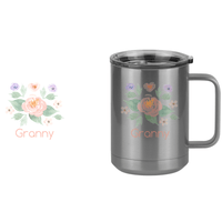 Thumbnail for Personalized Flowers Coffee Mug Tumbler with Handle (15 oz) - Granny - Design View