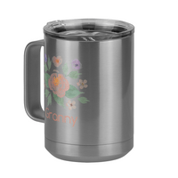 Thumbnail for Personalized Flowers Coffee Mug Tumbler with Handle (15 oz) - Granny - Front Left View