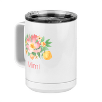 Thumbnail for Personalized Flowers Coffee Mug Tumbler with Handle (15 oz) - Mimi - Front Left View