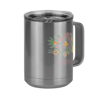 Thumbnail for Personalized Flowers Coffee Mug Tumbler with Handle (15 oz) - Mimi - Front Right View