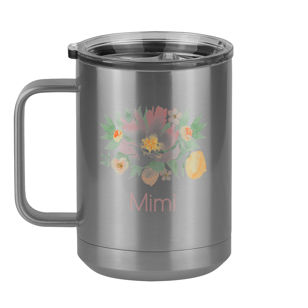 Personalized Flowers Coffee Mug Tumbler with Handle (15 oz) - Mimi - Left View