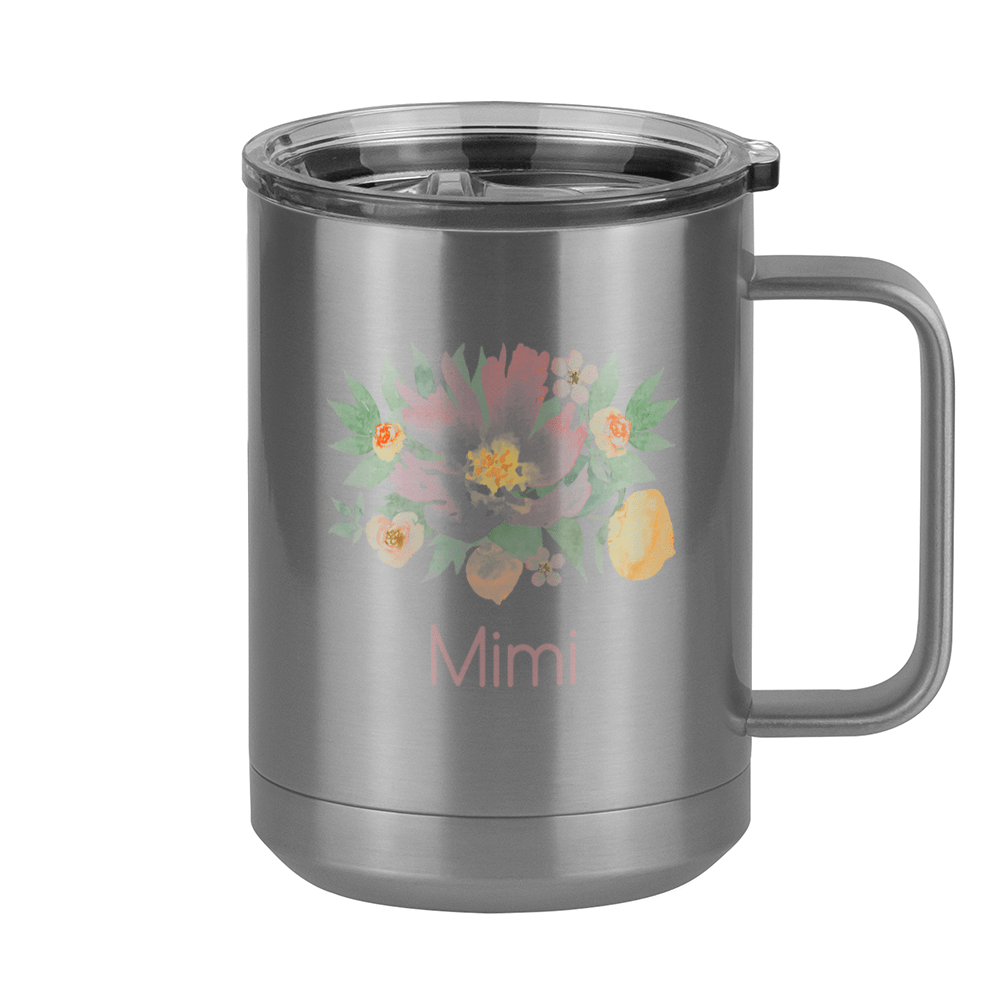 Personalized Flowers Coffee Mug Tumbler with Handle (15 oz) - Mimi - Right View