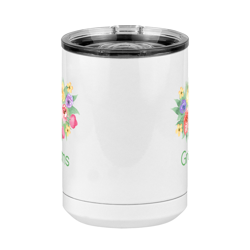 Personalized Flowers Coffee Mug Tumbler with Handle (15 oz) - Grams - Front View