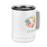 Thumbnail for Personalized Flowers Coffee Mug Tumbler with Handle (15 oz) - Grams - Front Right View