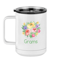 Thumbnail for Personalized Flowers Coffee Mug Tumbler with Handle (15 oz) - Grams - Left View