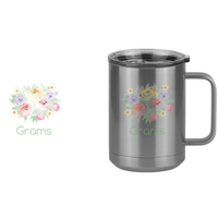 Thumbnail for Personalized Flowers Coffee Mug Tumbler with Handle (15 oz) - Grams - Design View