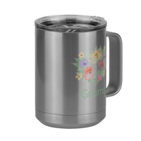 Thumbnail for Personalized Flowers Coffee Mug Tumbler with Handle (15 oz) - Grams - Front Right View