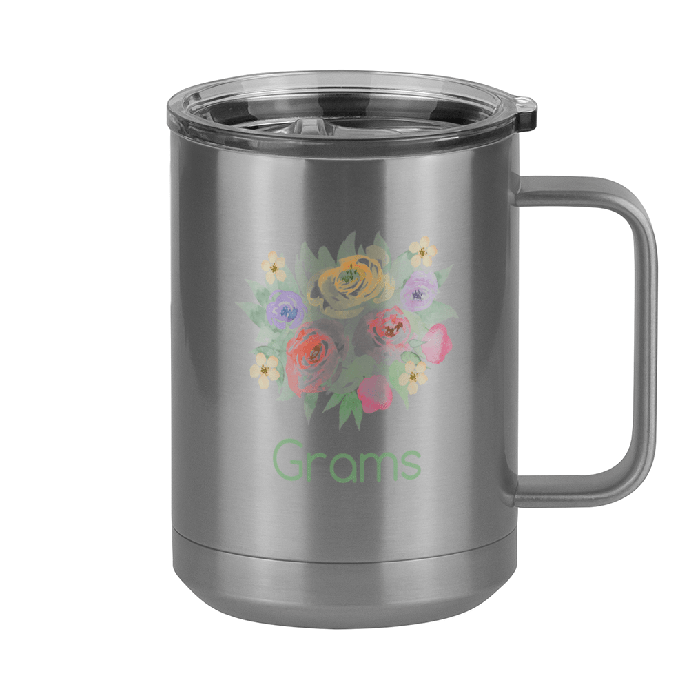 Personalized Flowers Coffee Mug Tumbler with Handle (15 oz) - Grams - Right View