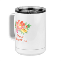 Thumbnail for Personalized Flowers Coffee Mug Tumbler with Handle (15 oz) - Great Grandma - Front Left View