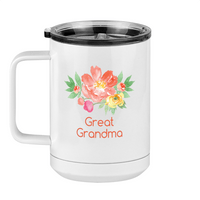 Thumbnail for Personalized Flowers Coffee Mug Tumbler with Handle (15 oz) - Great Grandma - Left View