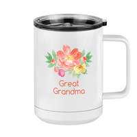 Thumbnail for Personalized Flowers Coffee Mug Tumbler with Handle (15 oz) - Great Grandma - Right View