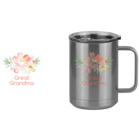 Thumbnail for Personalized Flowers Coffee Mug Tumbler with Handle (15 oz) - Great Grandma - Design View