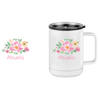 Thumbnail for Personalized Flowers Coffee Mug Tumbler with Handle (15 oz) - Abuela - Design View