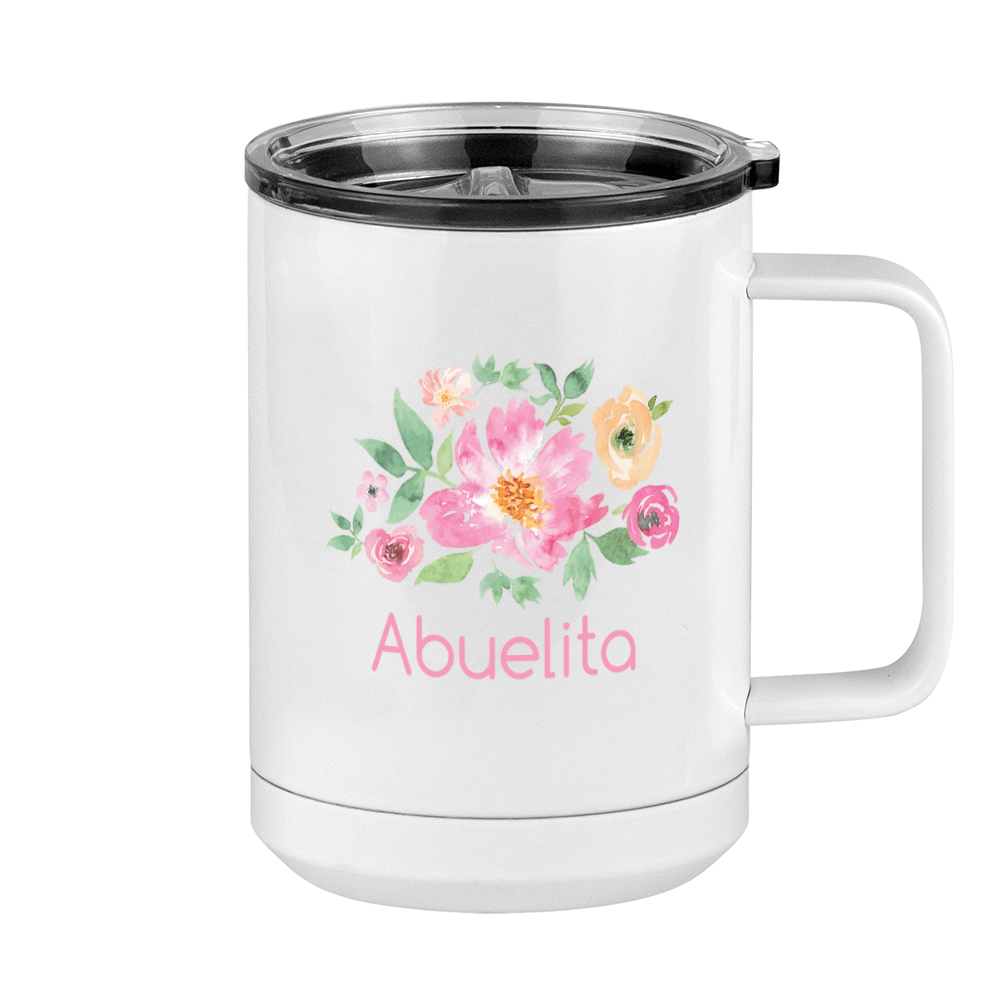 Personalized Flowers Coffee Mug Tumbler with Handle (15 oz) - Abuelita - Right View