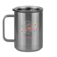 Thumbnail for Personalized Flowers Coffee Mug Tumbler with Handle (15 oz) - Abuelita - Left View