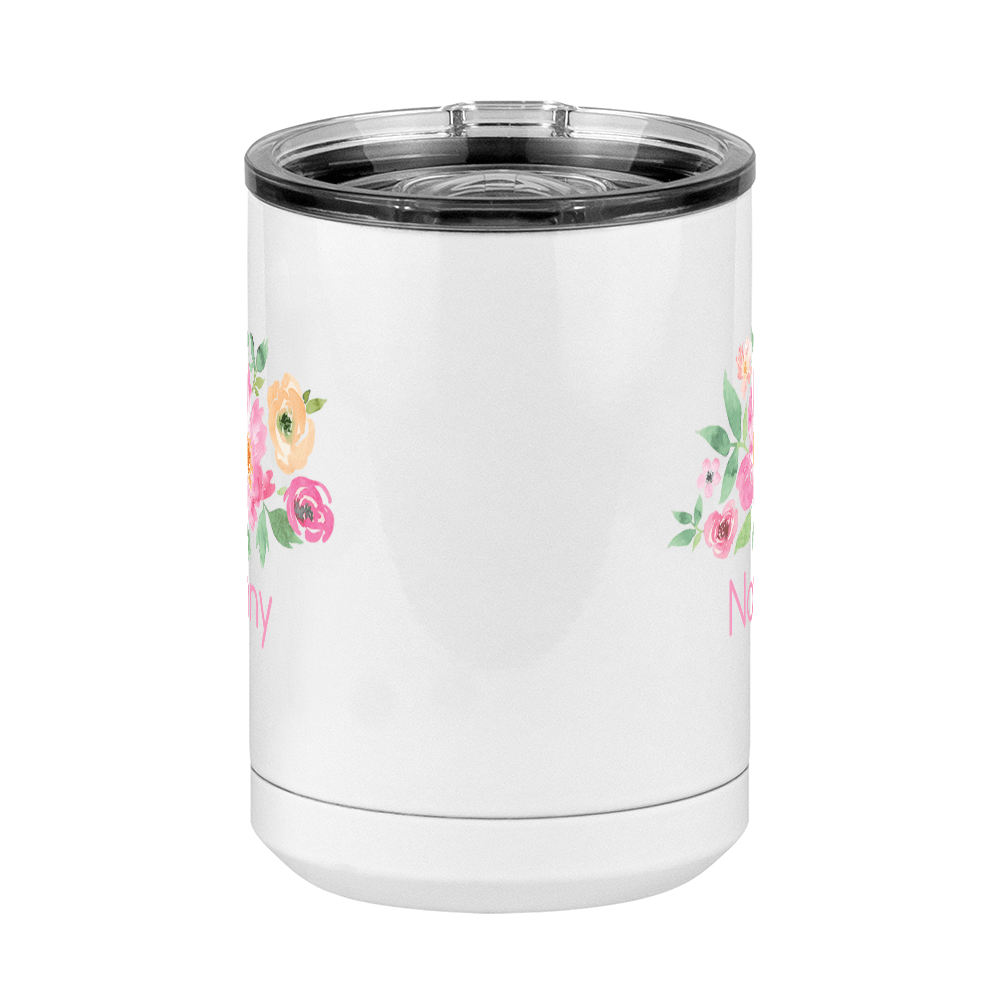 Personalized Flowers Coffee Mug Tumbler with Handle (15 oz) - Nanny - Front View