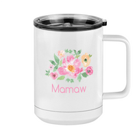 Thumbnail for Personalized Flowers Coffee Mug Tumbler with Handle (15 oz) - Mamaw - Right View