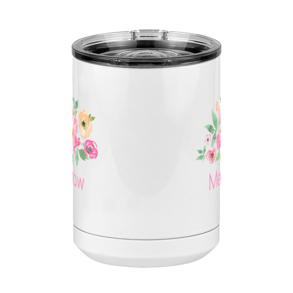 Personalized Flowers Coffee Mug Tumbler with Handle (15 oz) - Memaw - Front View