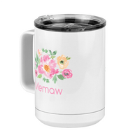 Thumbnail for Personalized Flowers Coffee Mug Tumbler with Handle (15 oz) - Memaw - Front Left View
