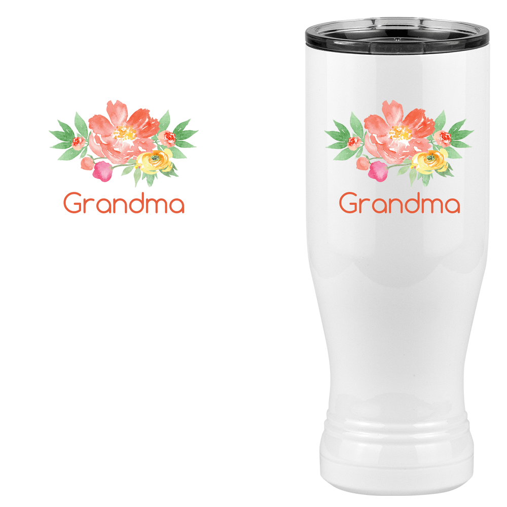 Personalized Flowers Pilsner Tumbler (20 oz) - Grandma - Design View