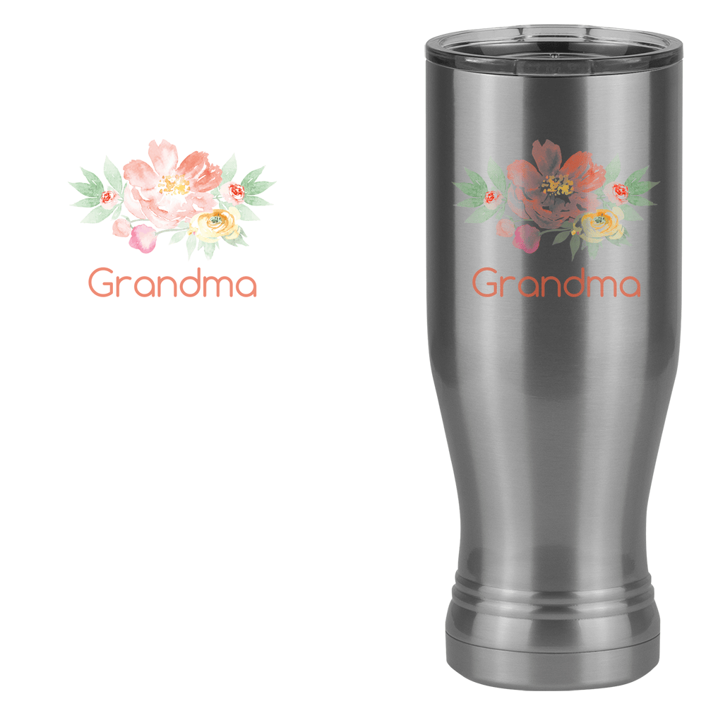 Personalized Flowers Pilsner Tumbler (20 oz) - Grandma - Design View