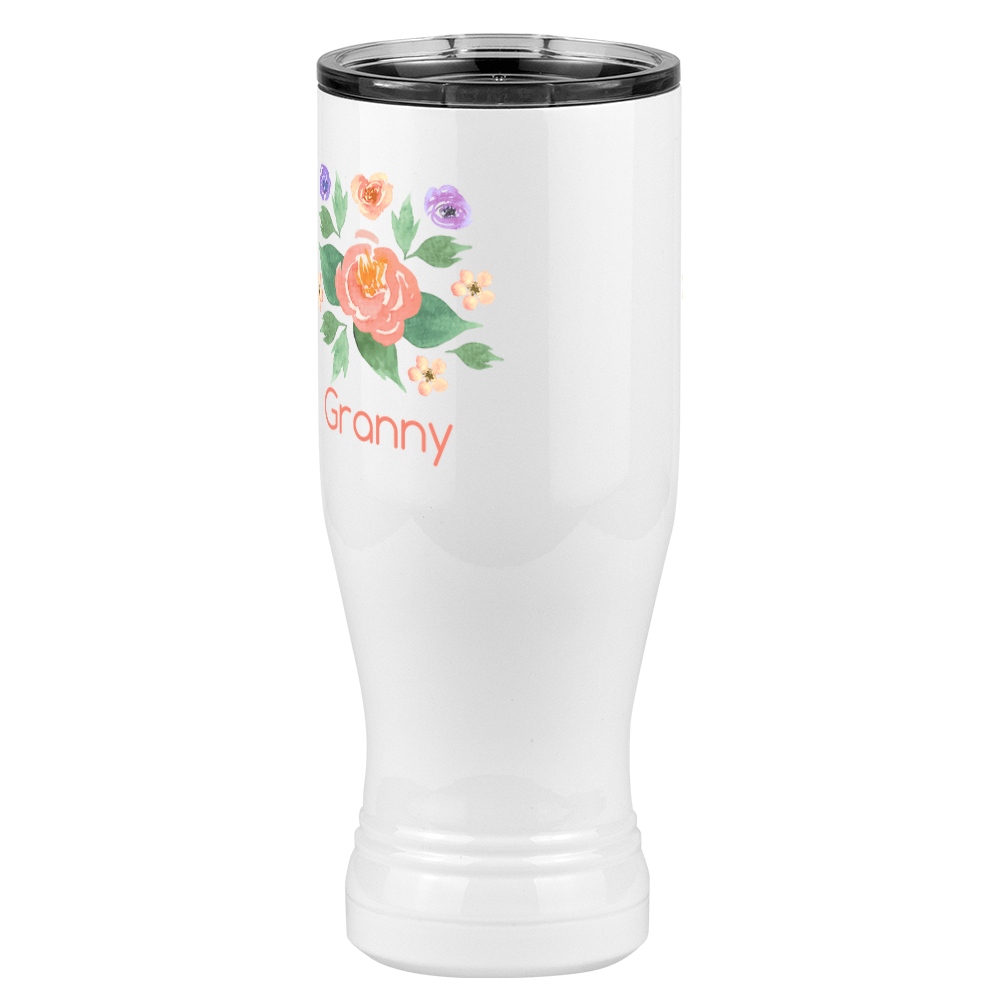 Personalized Flowers Pilsner Tumbler (20 oz) - Granny - Front Left View