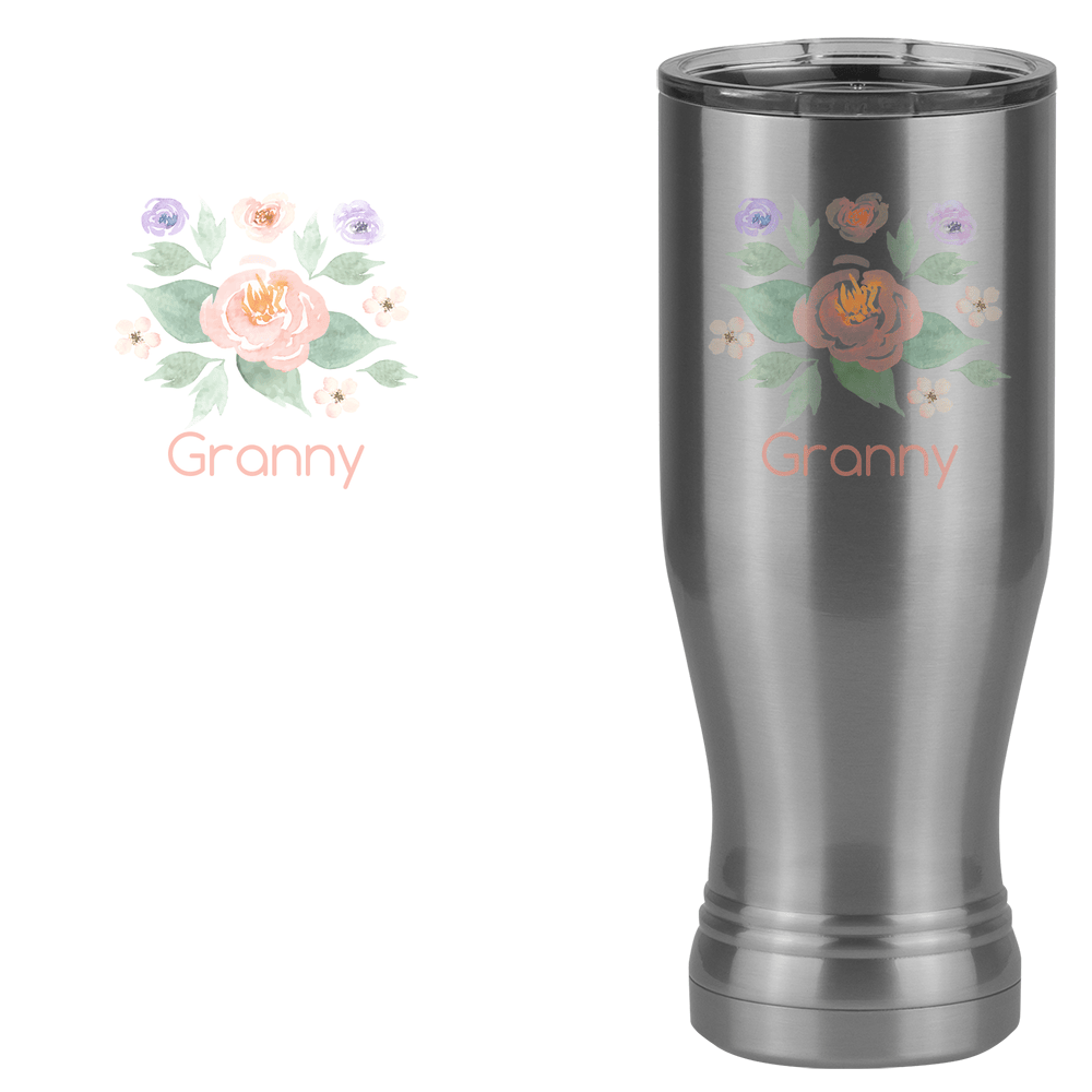 Personalized Flowers Pilsner Tumbler (20 oz) - Granny - Design View