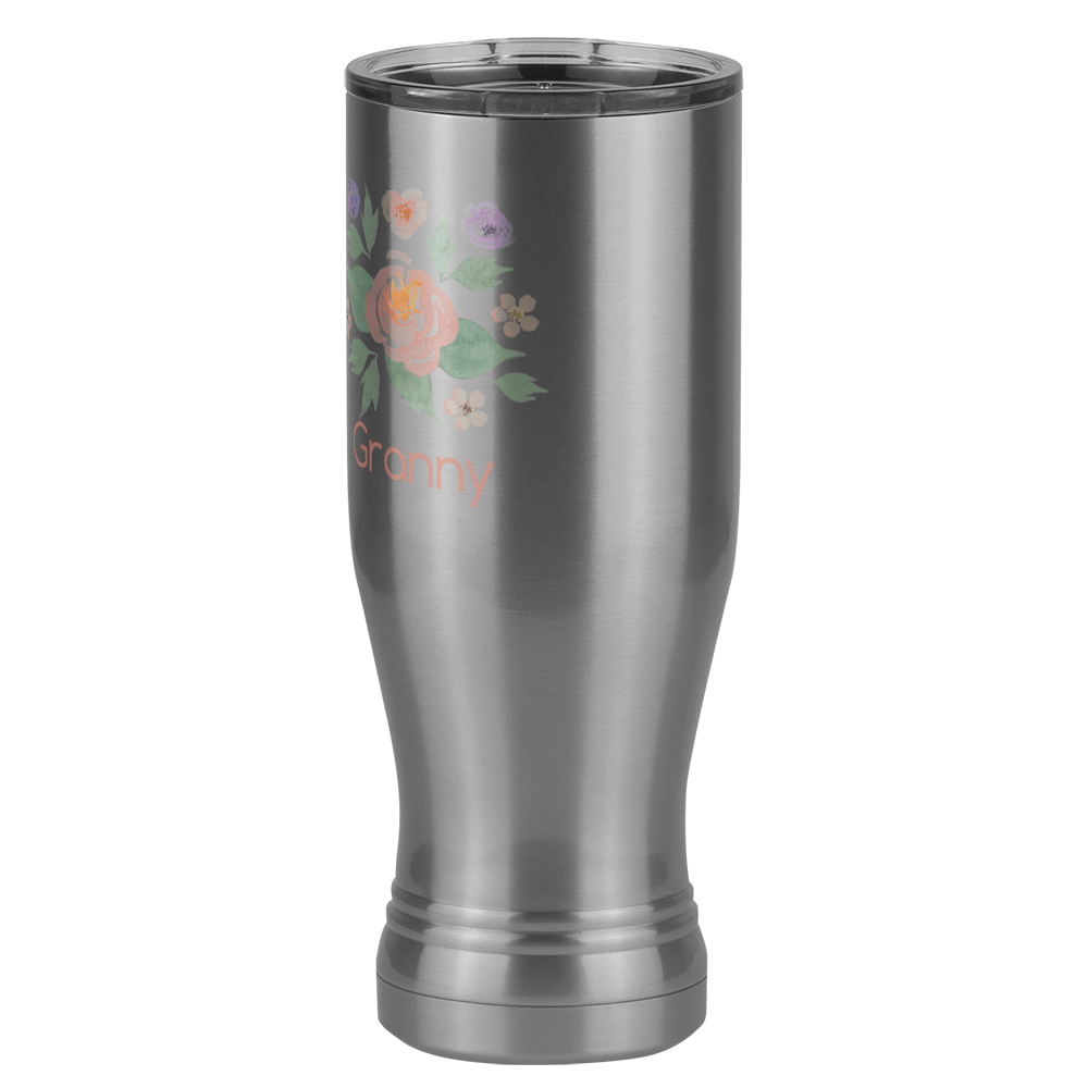 Personalized Flowers Pilsner Tumbler (20 oz) - Granny - Front Left View