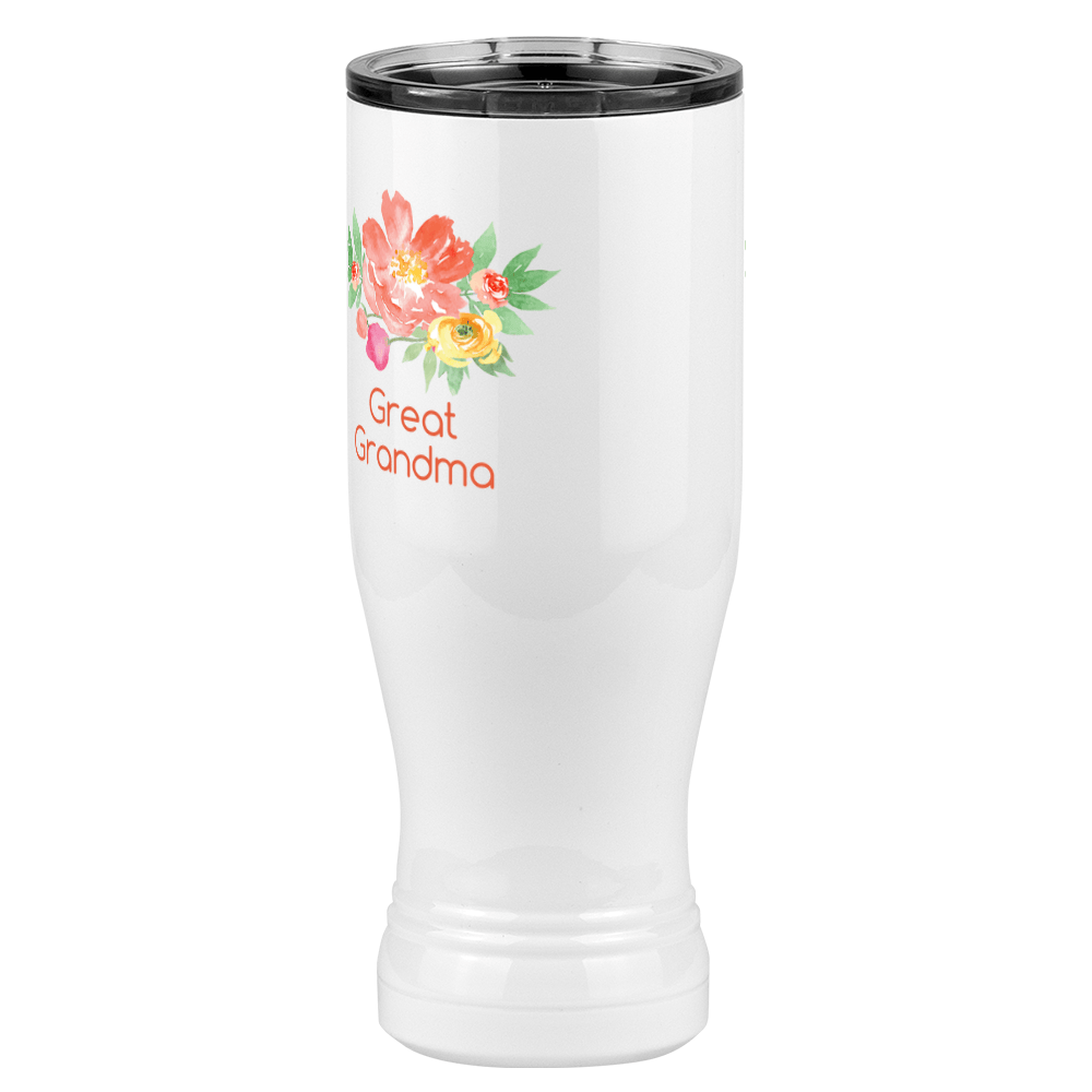 Personalized Flowers Pilsner Tumbler (20 oz) - Great Grandma - Front Left View