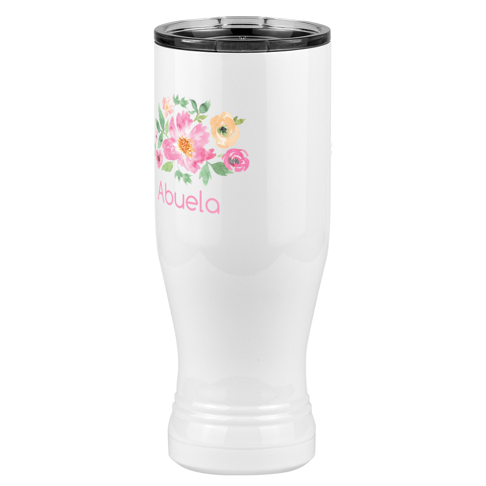 Personalized Flowers Pilsner Tumbler (20 oz) - Abuela - Front Left View