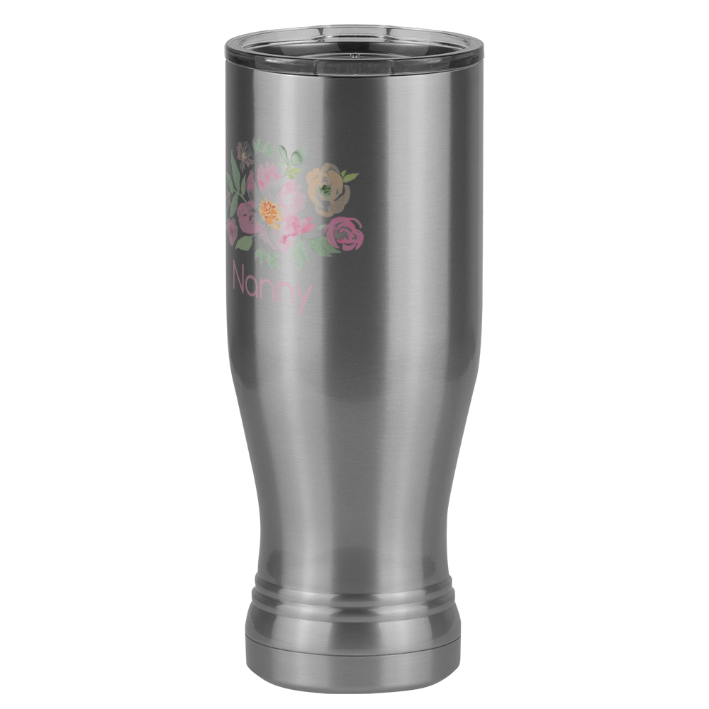 Personalized Flowers Pilsner Tumbler (20 oz) - Nanny - Front Left View