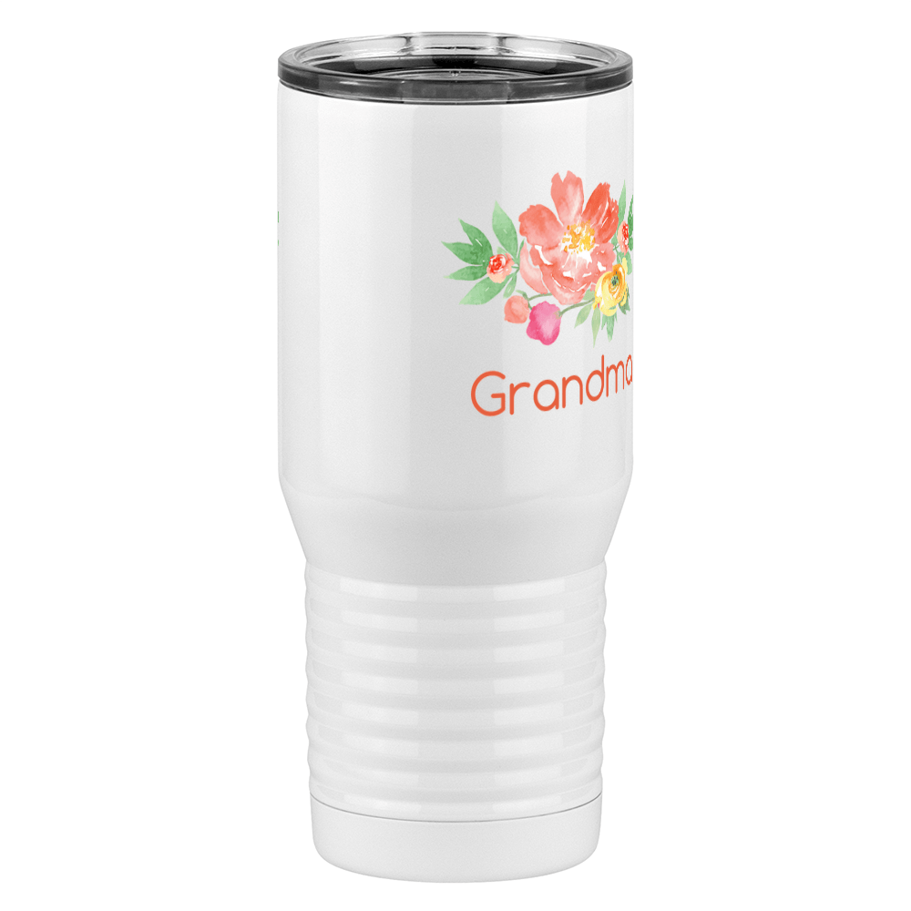 Personalized Flowers Tall Travel Tumbler (20 oz) - Grandma - Front Right View