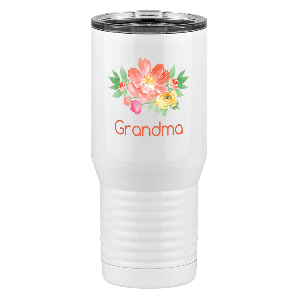 Personalized Flowers Tall Travel Tumbler (20 oz) - Grandma - Left View