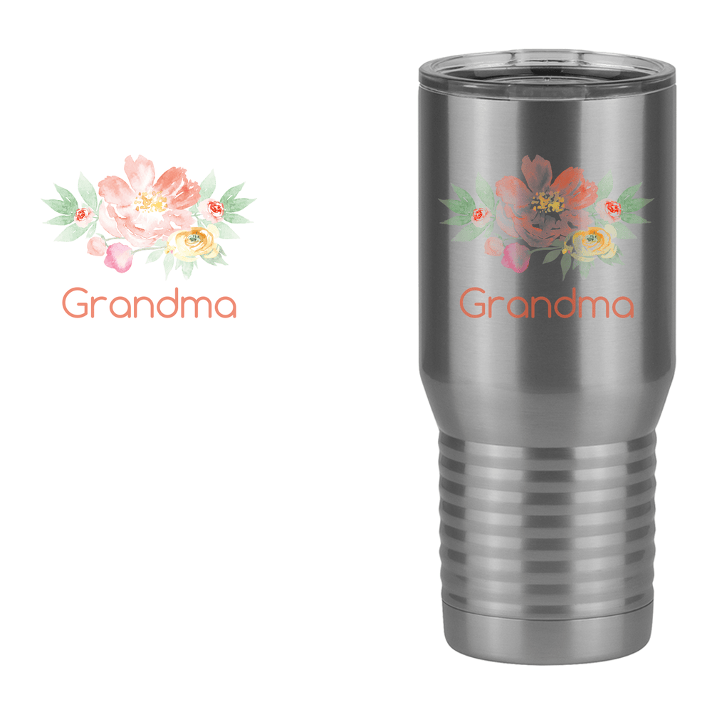 Personalized Flowers Tall Travel Tumbler (20 oz) - Grandma - Design View