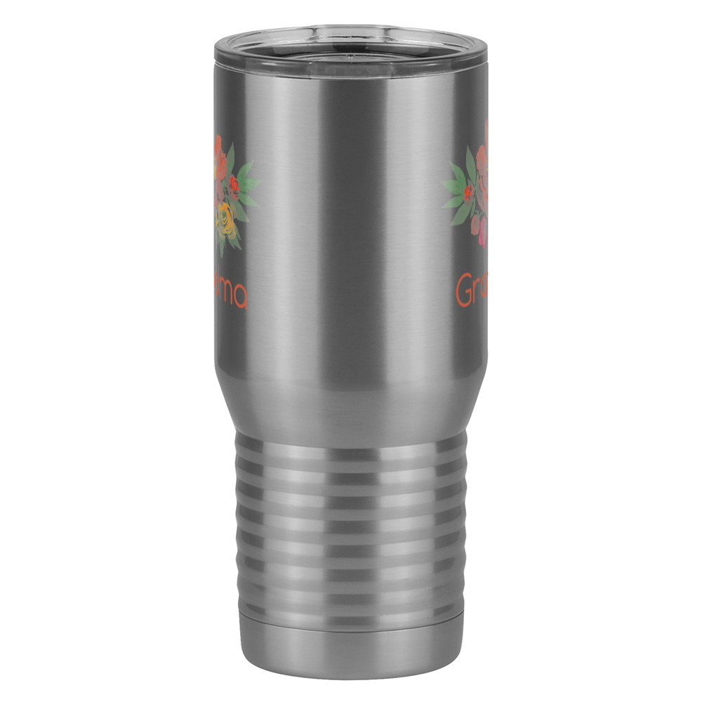 Personalized Flowers Tall Travel Tumbler (20 oz) - Grandma - Front View