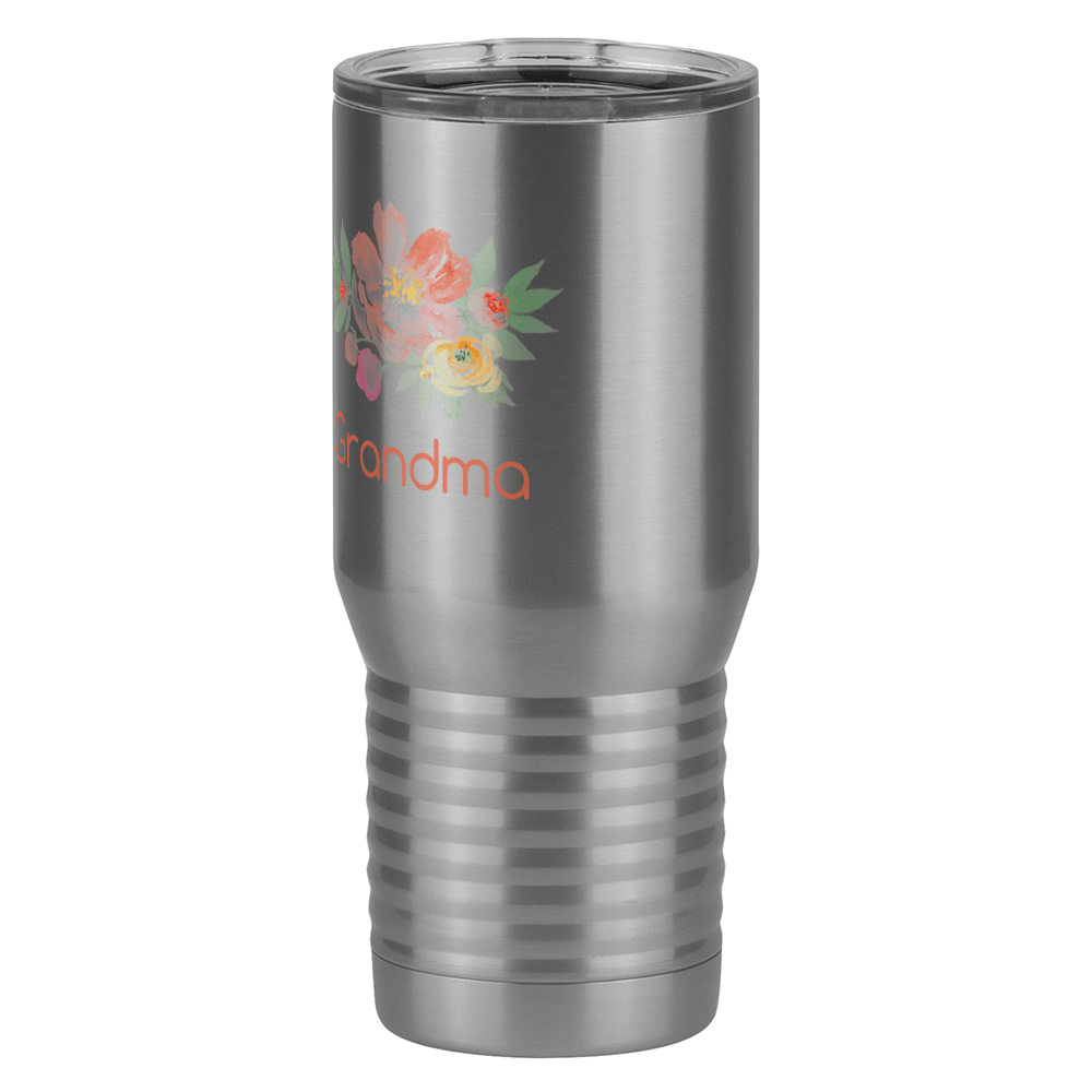 Personalized Flowers Tall Travel Tumbler (20 oz) - Grandma - Front Left View