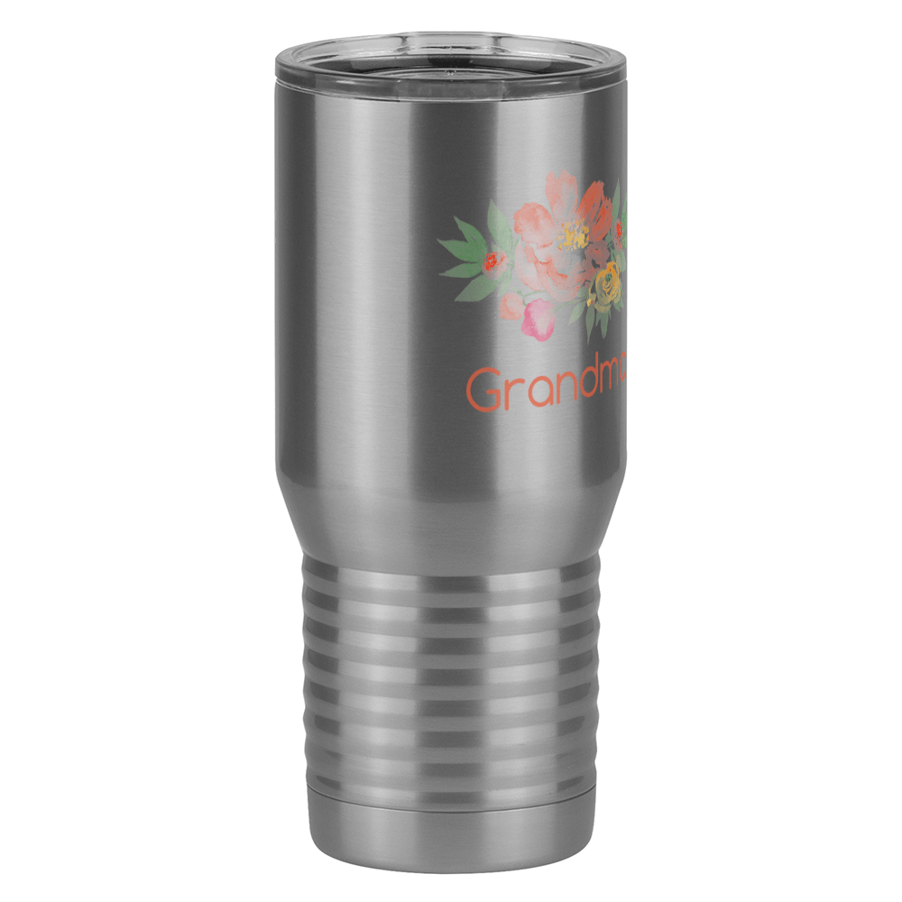 Personalized Flowers Tall Travel Tumbler (20 oz) - Grandma - Front Right View