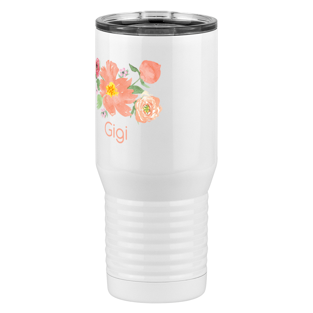 Personalized Flowers Tall Travel Tumbler (20 oz) - Gigi - Front Left View
