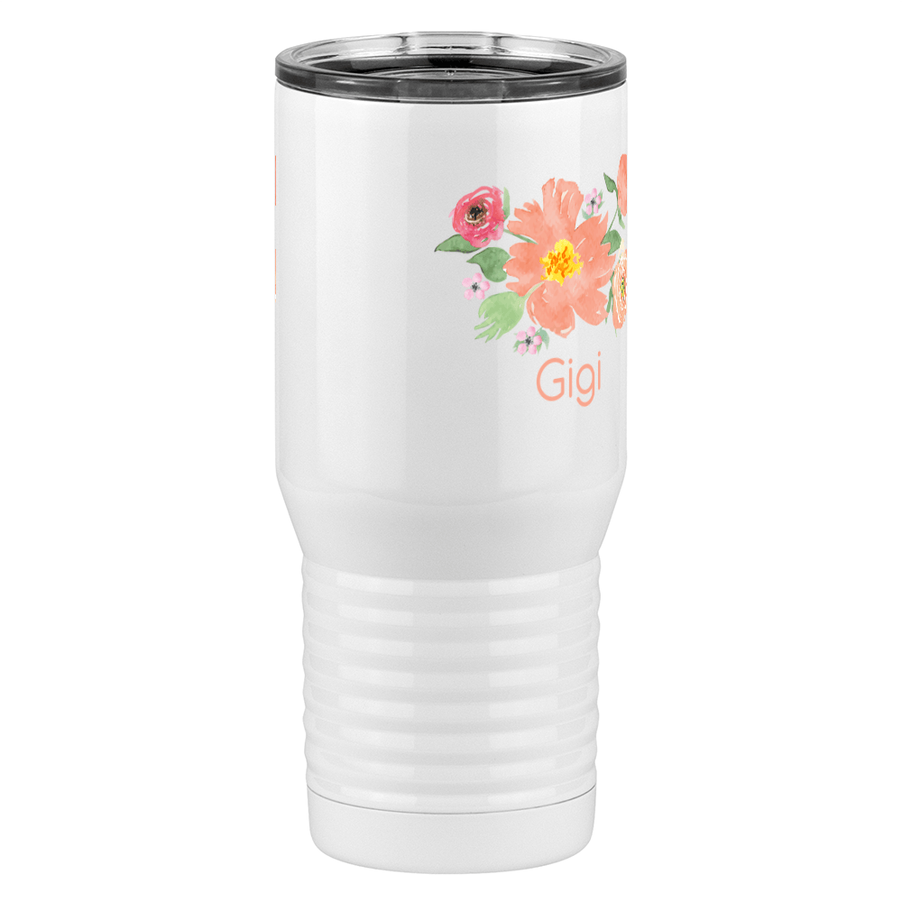 Personalized Flowers Tall Travel Tumbler (20 oz) - Gigi - Front Right View