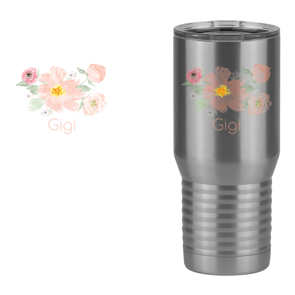 Personalized Flowers Tall Travel Tumbler (20 oz) - Gigi - Design View