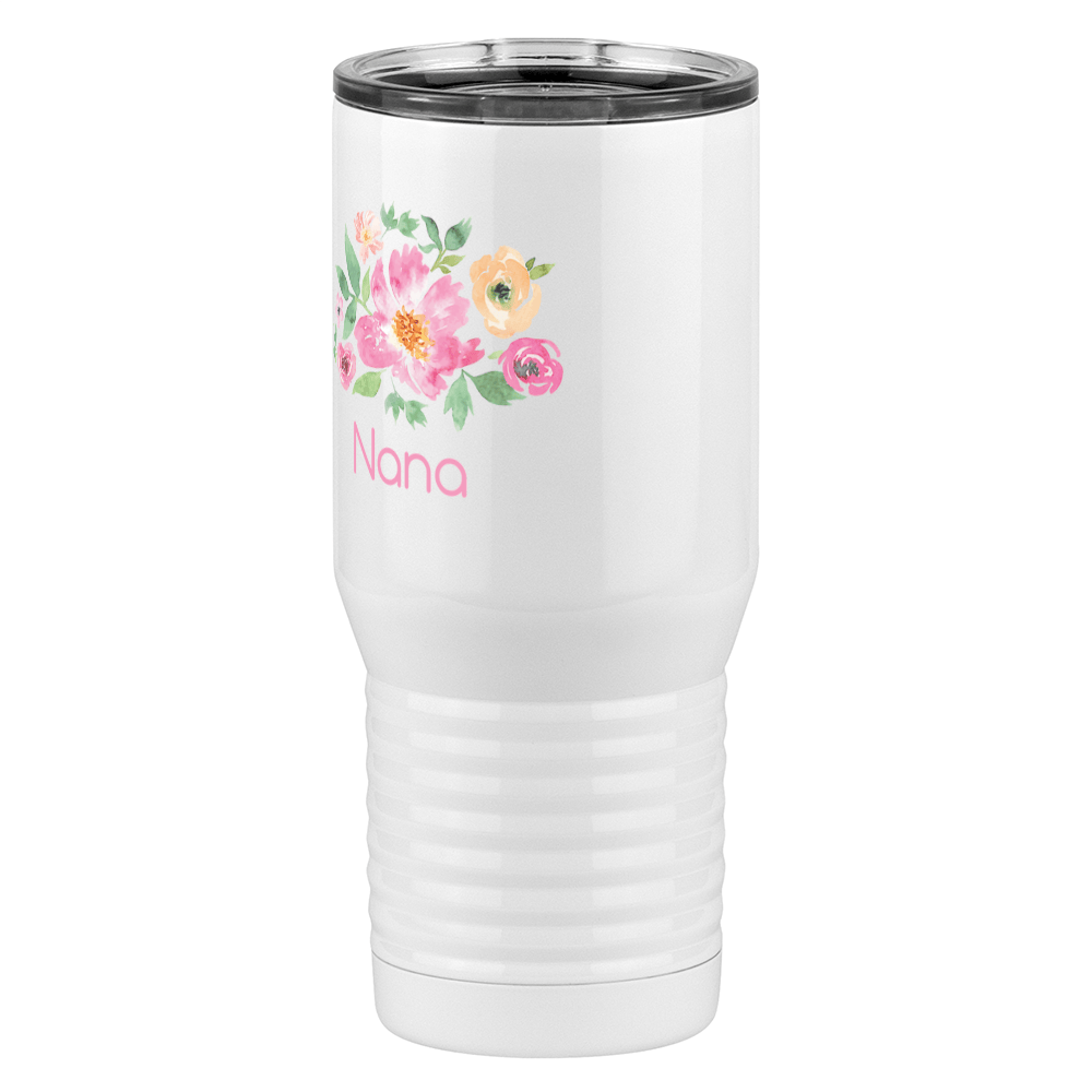 Personalized Flowers Tall Travel Tumbler (20 oz) - Nana - Front Left View