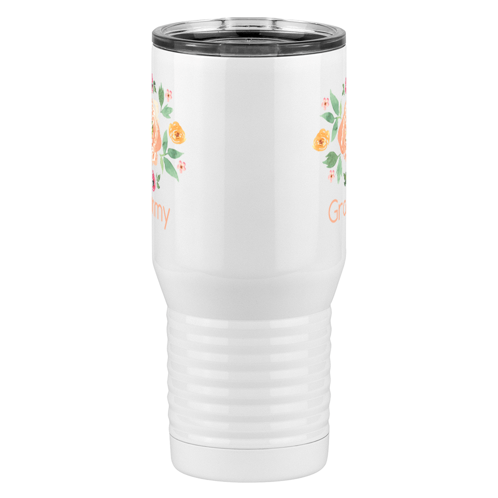 Personalized Flowers Tall Travel Tumbler (20 oz) - Grammy - Front View