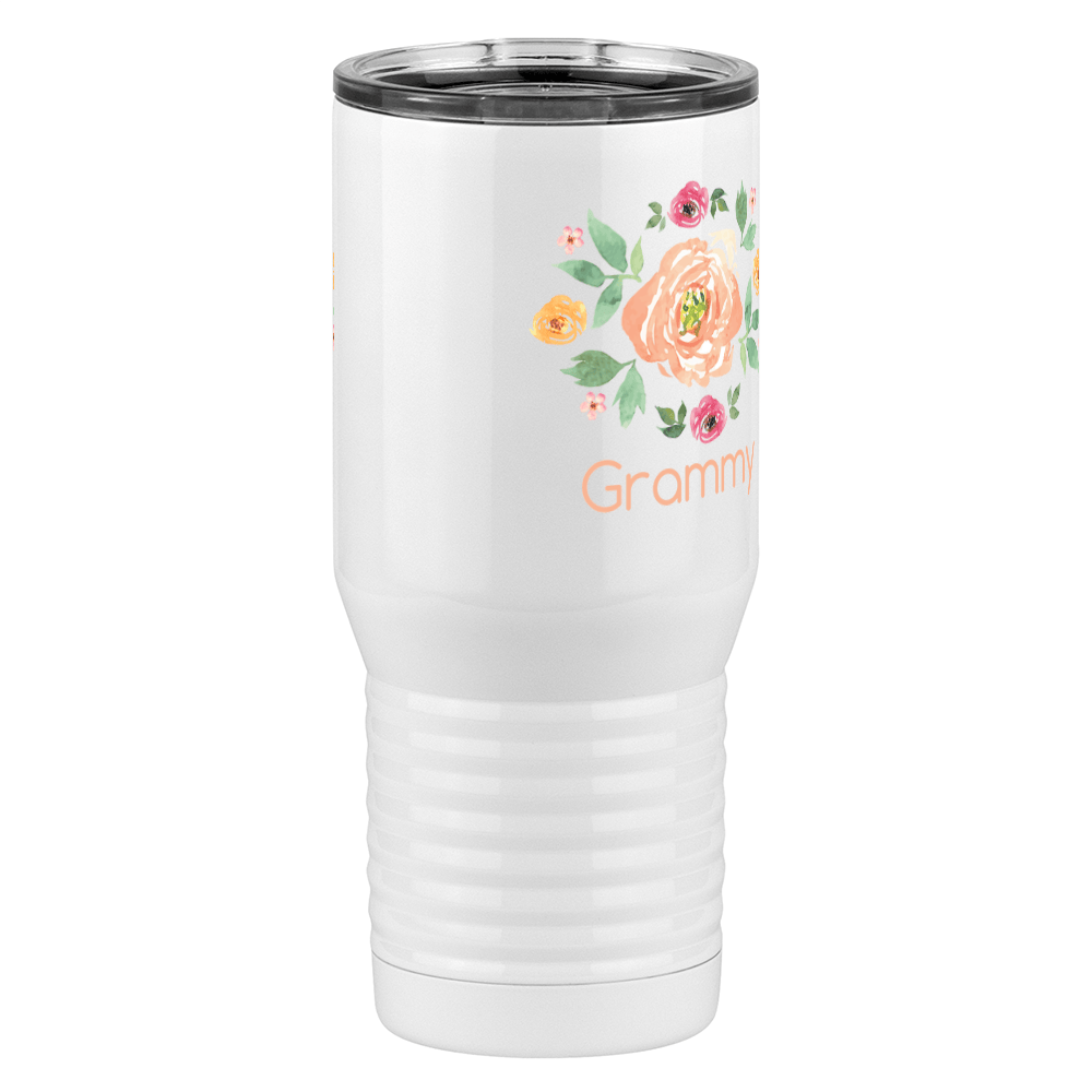 Personalized Flowers Tall Travel Tumbler (20 oz) - Grammy - Front Right View