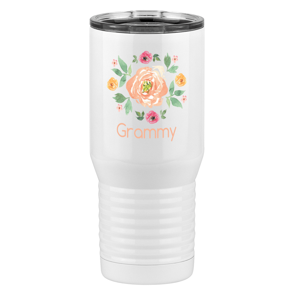 Personalized Flowers Tall Travel Tumbler (20 oz) - Grammy - Left View
