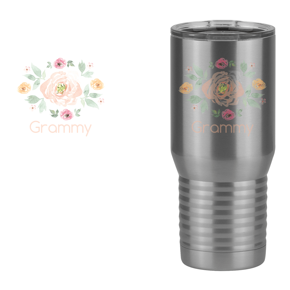 Personalized Flowers Tall Travel Tumbler (20 oz) - Grammy - Design View