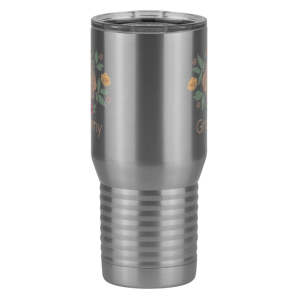 Personalized Flowers Tall Travel Tumbler (20 oz) - Grammy - Front View