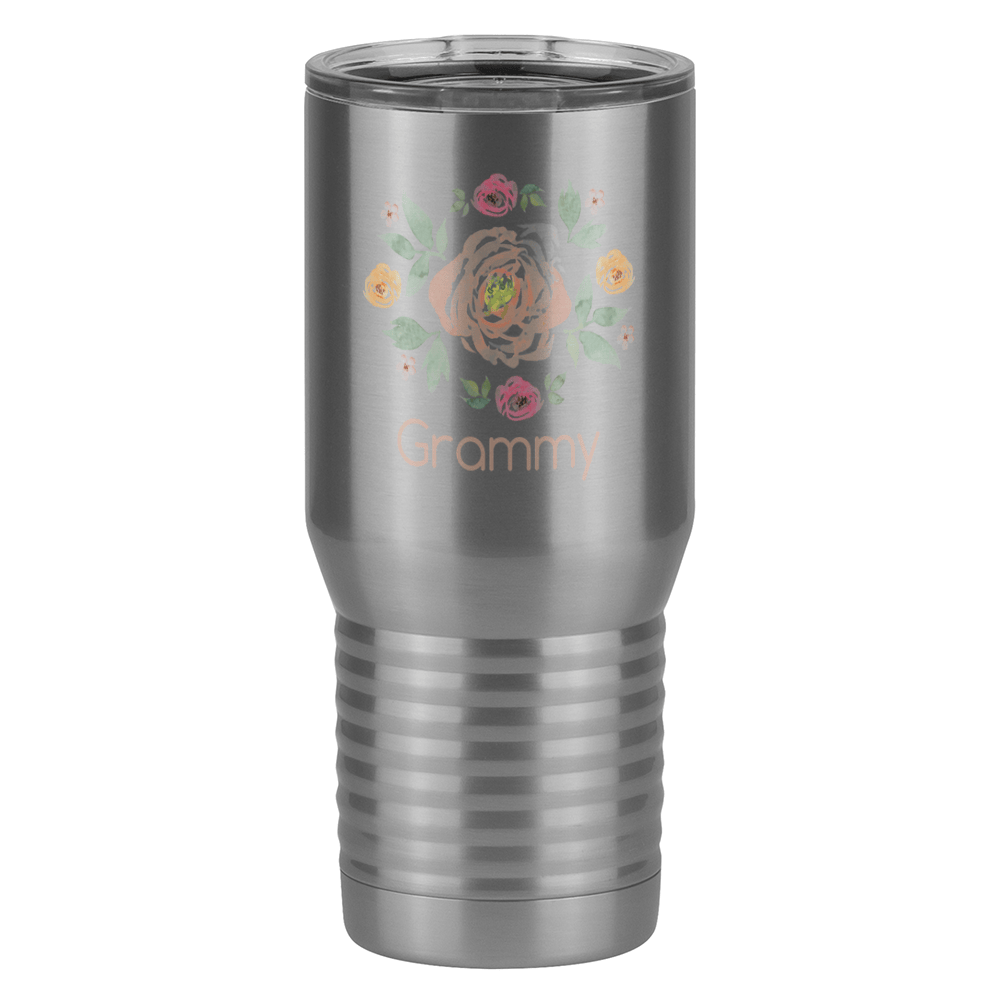 Personalized Flowers Tall Travel Tumbler (20 oz) - Grammy - Left View